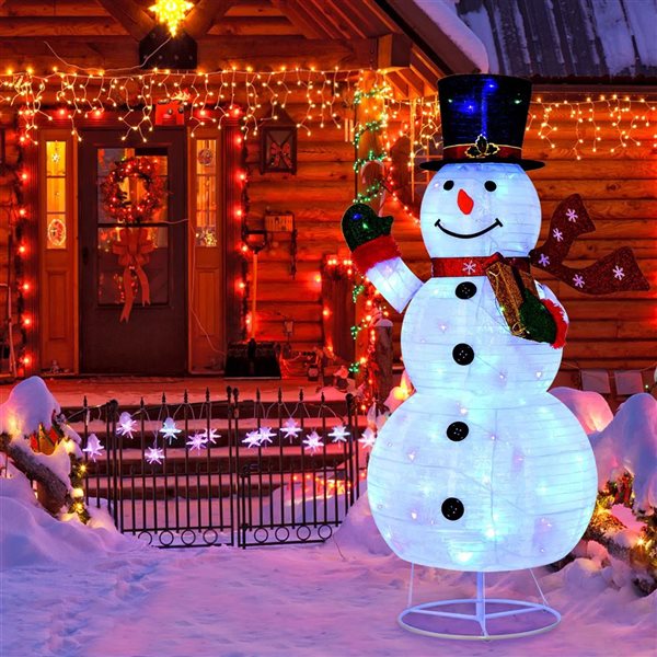 Costway 6-ft Pre-lit Christmas Snowman Decoration with 8 Lighting and 4 Brightness Modes