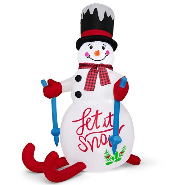 Costway 6-ft Inflatable Christmas Skiing Snowman Blow up Party Decoration with LED Lights