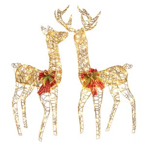 Costway 2-PC Pre-lit Christmas Reindeer Family Decoration with 200 LED Lights