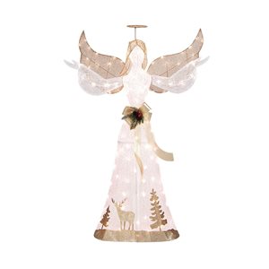 Costway 5-ft Christmas Angel 3D Glittered Decoration with Halo Bow and 100 Lights