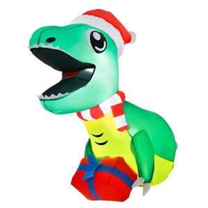 Costway 3.3-ft Christmas Inflatable Dinosaur Broke Out from Window Hanging Window Dinosaur