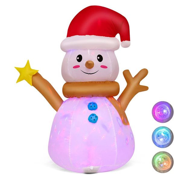 Costway 4-ft Inflatable Christmas Snowman Blow-up Decoration with 360° Rotating LED Lights