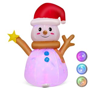 Costway 4-ft Inflatable Christmas Snowman Blow-up Decoration with 360° Rotating LED Lights