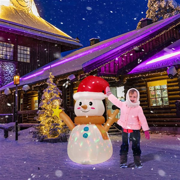 Costway 4-ft Inflatable Christmas Snowman Blow-up Decoration with 360° Rotating LED Lights