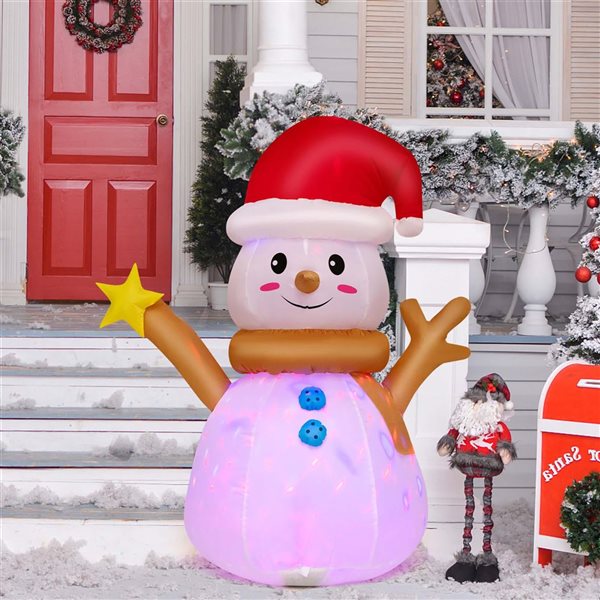 Costway 4-ft Inflatable Christmas Snowman Blow-up Decoration with 360° Rotating LED Lights