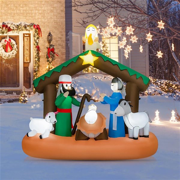 Costway 6-ft Inflatable Christmas Nativity Scene Lighted Decoration