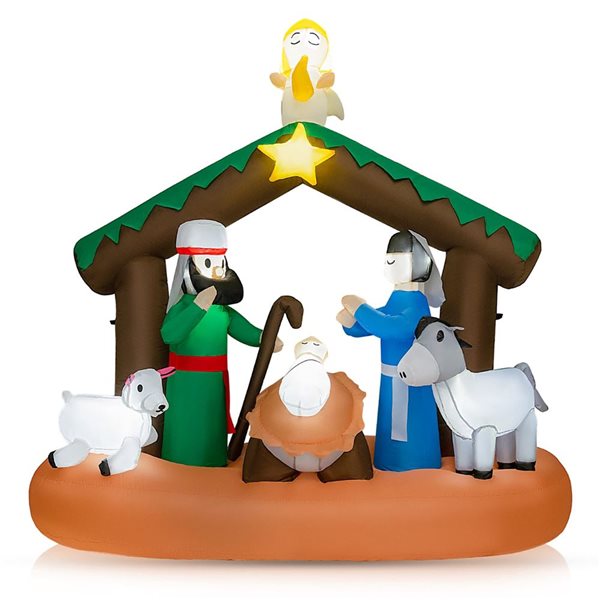 Costway 6-ft Inflatable Christmas Nativity Scene Lighted Decoration