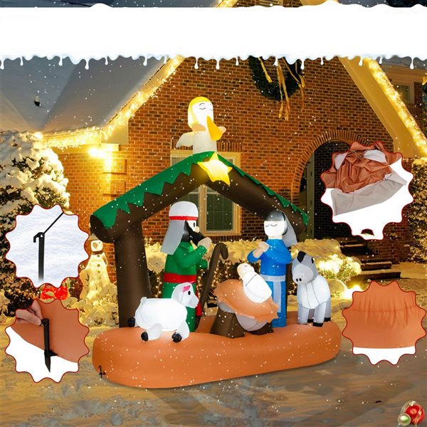 Costway 6-ft Inflatable Christmas Nativity Scene Lighted Decoration