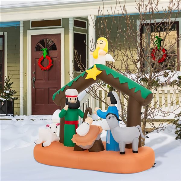 Costway 6-ft Inflatable Christmas Nativity Scene Lighted Decoration