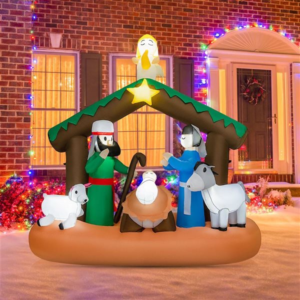 Costway 6-ft Inflatable Christmas Nativity Scene Lighted Decoration