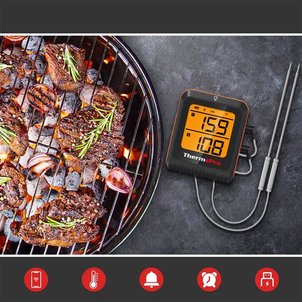 ThermoPro 650-ft Range Bluetooth Wireless Meat Grill Thermometer with Dual Probe