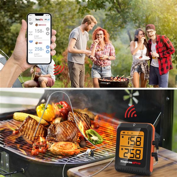 ThermoPro 650-ft Range Bluetooth Wireless Meat Grill Thermometer with Dual Probe