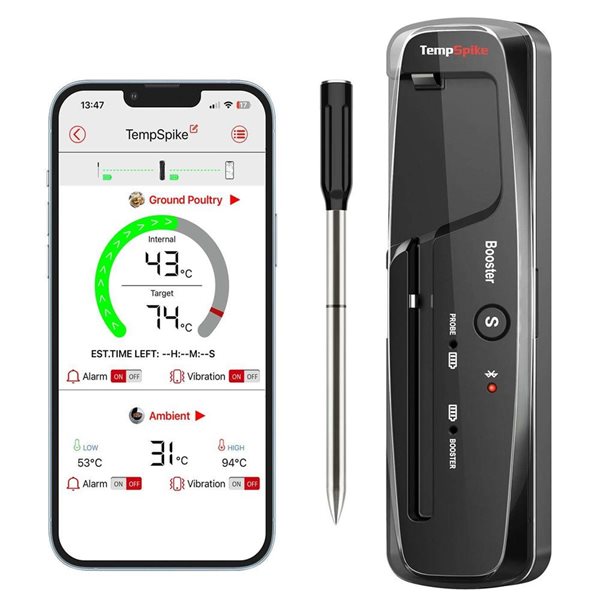 ThermoPro TempSpike Lite 500-ft Wireless Bluetooth Meat Thermometer for Grilling and Smoking