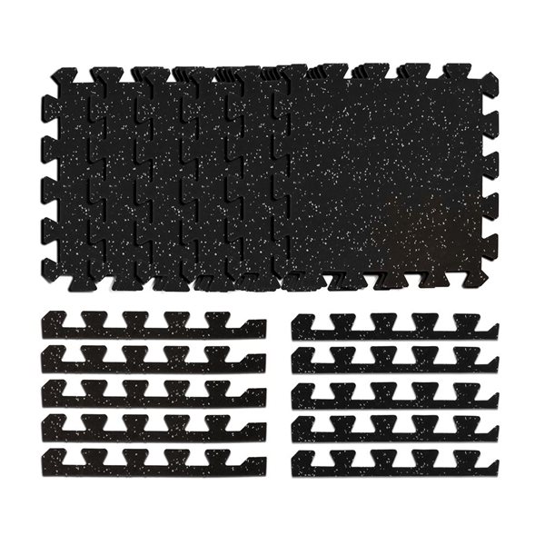 everhome 18 x 18-in 6-Pack Black Rubber Gym Floor Tile Set