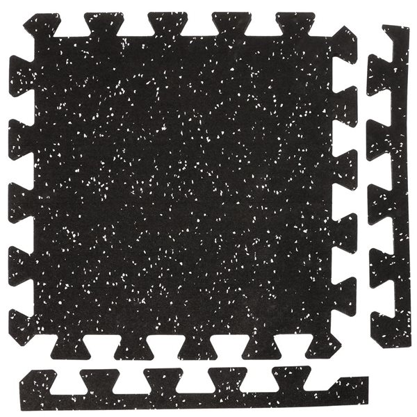 Ensemble 6 carreaux de sol en caoutchouc noir pour salle de sport everhome 18 x 18 po