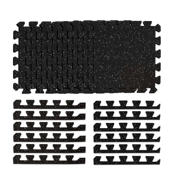 everhome 18 x 18-in 8-Pack Black Rubber Gym Floor Tile Set