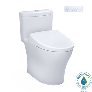 TOTO WASHLET+ Aquia IV One-Piece Elongated Dual Flush 1.28/0.9 GPF Toilet with S7A Electric Bidet Seat - Cotton White