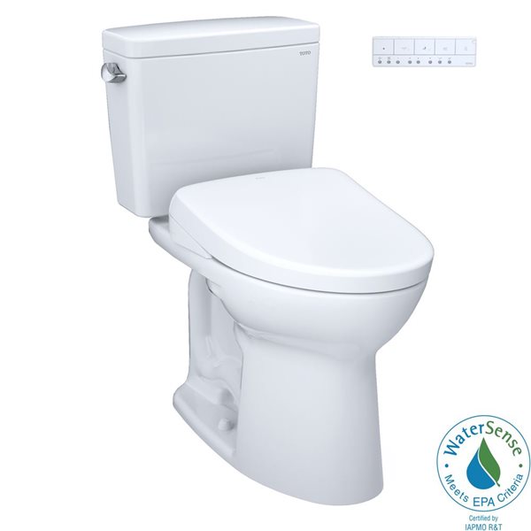TOTO Drake WASHLET+ Two-Piece Elongated 1.6 GPF Universal Height TORNADO Flush Toilet w/ S7A Bidet Seat - White