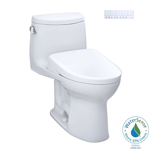 TOTO WASHLET+ UltraMax II One-Piece Elongated 1.28 GPF Toilet and WASHLET+ S7A Bidet Seat - Cotton White