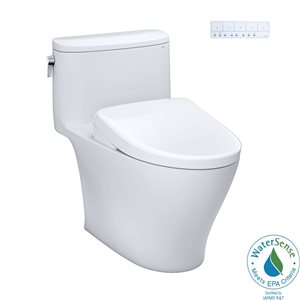 TOTO WASHLET+ Nexus One-Piece Elongated 1.28 GPF Toilet with S7A Contemporary Bidet Seat - Cotton White