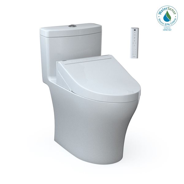 TOTO WASHLET+ Aquia IV One-Piece Elongated Dual Flush 1.28/0.9 GPF Toilet and WASHLET C5 Bidet Seat - Cotton White