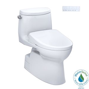 TOTO WASHLET+ Carlyle II One-Piece Elongated 1.28 GPF Toilet and WASHLET+ S7A Contemporary Bidet Seat - Cotton White