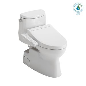 TOTO WASHLET+ Carlyle II One-Piece Elongated 1.28 GPF Toilet and WASHLET+ C2 Bidet Seat - Cotton White