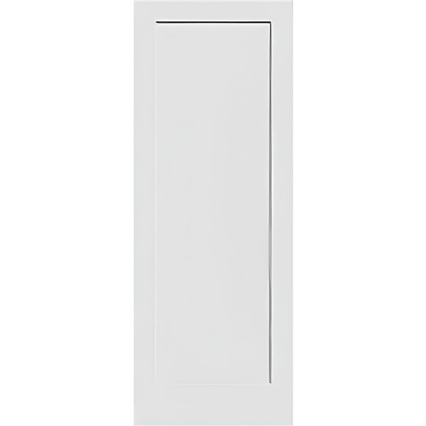 Porte d'intérieur Garson apprêtée blanche à âme pleine et 1 panneau de style shaker, 1 3/8 x 34 x 80 po