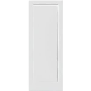 Porte d'intérieur Garson apprêtée blanche à âme pleine et 1 panneau de style shaker, 1 3/8 x 34 x 80 po