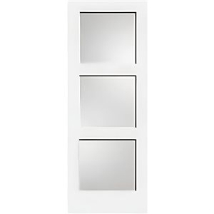 Porte d'intérieur Garson à 3 panneaux de verre dépoli de style shaker, 1 3/8 x 32 x 80 po