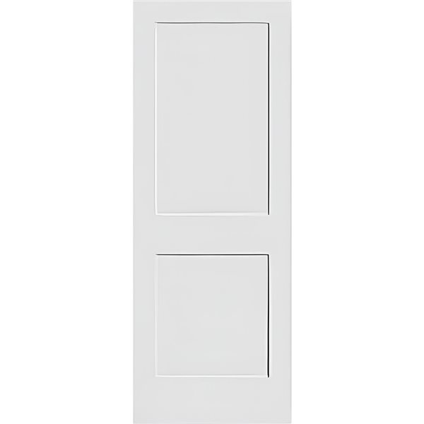 Porte d'intérieur Garson apprêtée blanche à âme pleine et 2 panneaux de style shaker, 1 3/4 x 26 x 84 po