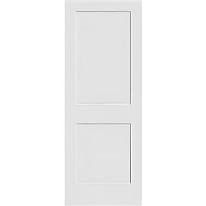 Porte d'intérieur Garson apprêtée blanche à âme pleine et 2 panneaux de style shaker, 1 3/4 x 26 x 84 po