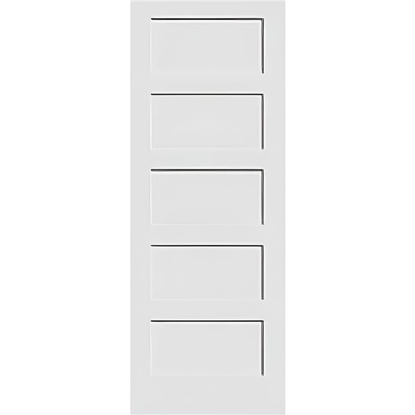 Garson 28-in x 80-in x 1 3/8-in White Primed 5-Panel Solid Core Shaker Style Slab Door