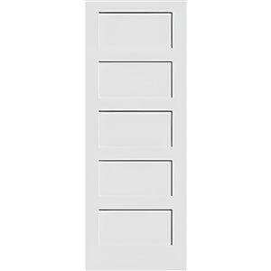 Garson 28-in x 80-in x 1 3/8-in White Primed 5-Panel Solid Core Shaker Style Slab Door