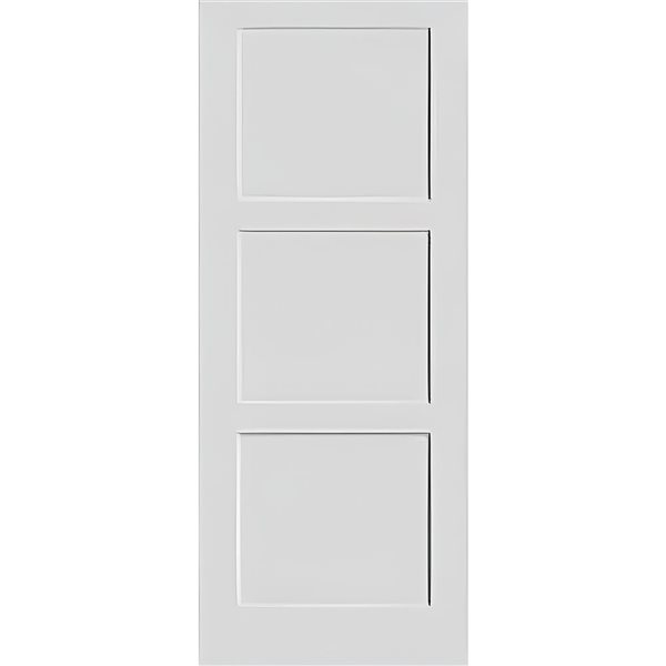 Garson 32-in x 80-in x 1 3/8-in White Primed 3-Panel Solid Core Shaker Style Slab Door