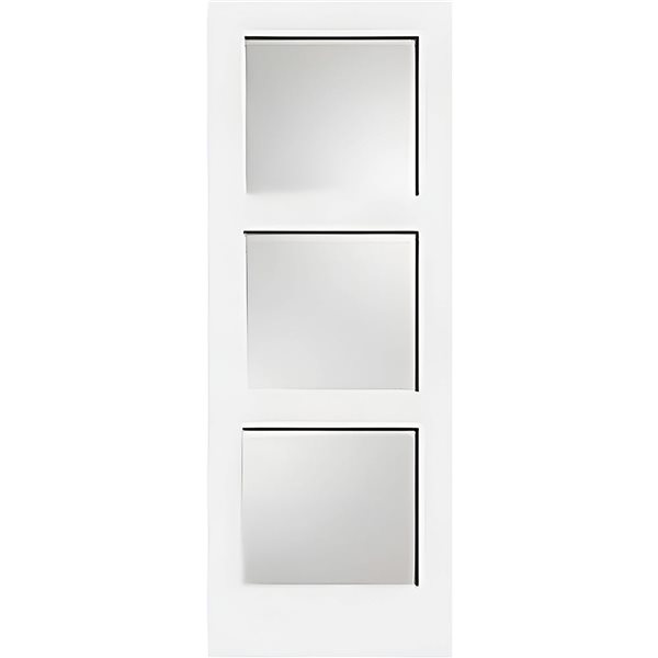 Garson 28-in x 80-in x 1 3/8-in 3-Panel Frosted Glass Solid Shaker Style Interior Door