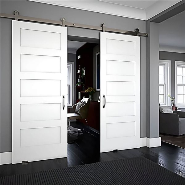 Garson 24-in x 80-in x 1 3/8-in White Primed 5-Panel Solid Core Shaker Style Slab Door