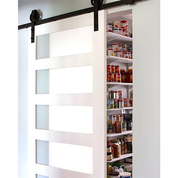 Garson 24-in x 80-in x 1 3/8-in 5-Panel Frosted Glass Solid Shaker Style Interior Door