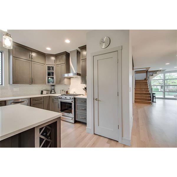 Garson 30-in x 96-in x 1 3/4-in White Primed 1-Panel Solid Core Shaker Style Slab Door