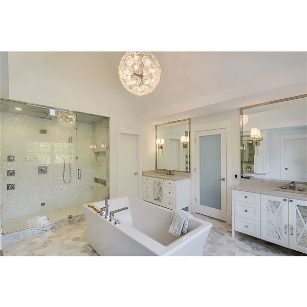 Garson 34-in x 80-in x 1 3/8-in 1-Panel Frosted Glass Solid Shaker Style Interior Door