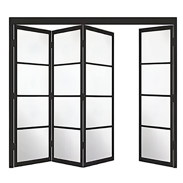 Porte d'intérieur SOHO Garson en verre transparent apprêtée noire de style industriel, 1 3/8 x 32 x 80 po