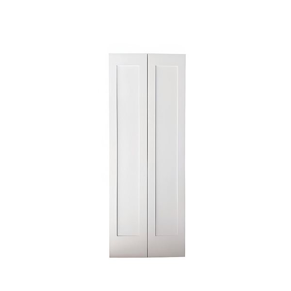 Garson  30-in x 80-in x 1 3/8-in White Primed 1-Panel Bi-Fold Solid Core Shaker Style