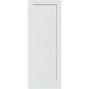 Porte d'intérieur Garson apprêtée blanche à âme pleine et 1 panneau de style shaker, 1 3/8 x 26 x 80 po