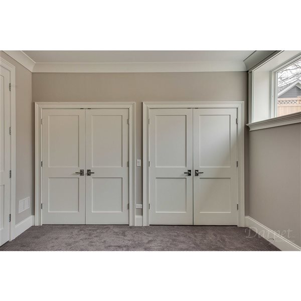 Garson 30-in x 80-in x 1 3/4-in White Primed 2-Panel Solid Core Shaker Style Slab Door