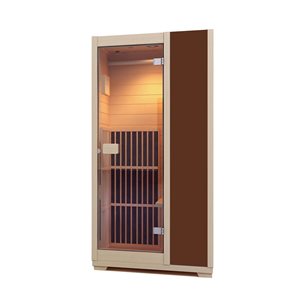Sauna infrarouge 1 place Vienna de Blisspod en pruche canadienne 72,8 x 35,4 x 25,6 po avec 3 éléments chauffants, brun