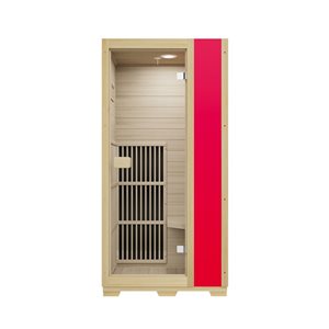 Sauna infrarouge 1 place Vienna de Blisspod en pruche canadienne 72,8 x 35,4 x 25,6 po à 3 éléments chauffants, rouge