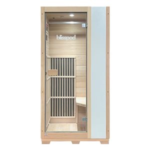 Sauna infrarouge 1 place Vienna de Blisspod en pruche canadienne 72,8 x 35,4 x 25,6 po à 3 éléments chauffants, blanc