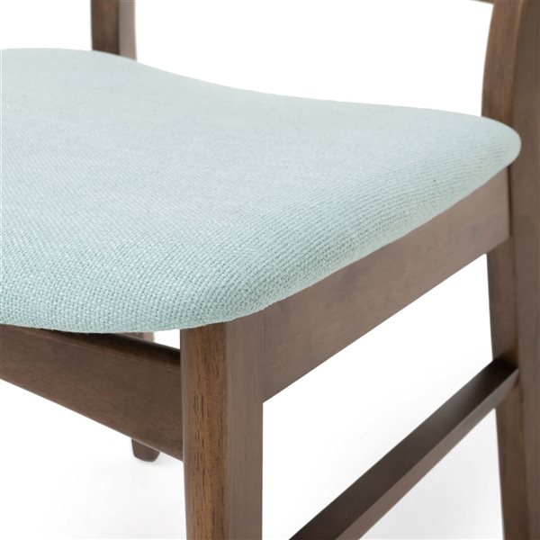 WELLFOR Light Green Linen Upholstered Modern Dining Chairs w/ Solid Wood Frame - Set of 2