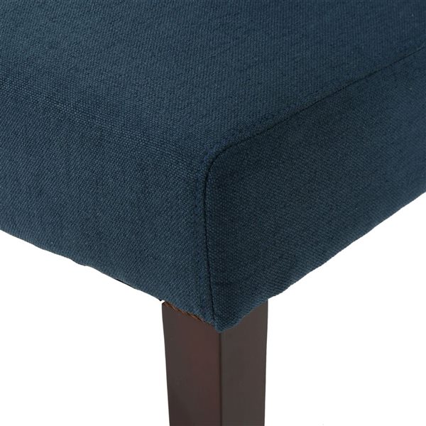 WELLFOR Navy Blue Linen Fabric Modern Dining Chairs w/ Solid Wood Legs - Set of 2