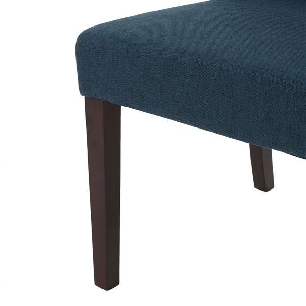 WELLFOR Navy Blue Linen Fabric Modern Dining Chairs w/ Solid Wood Legs - Set of 2